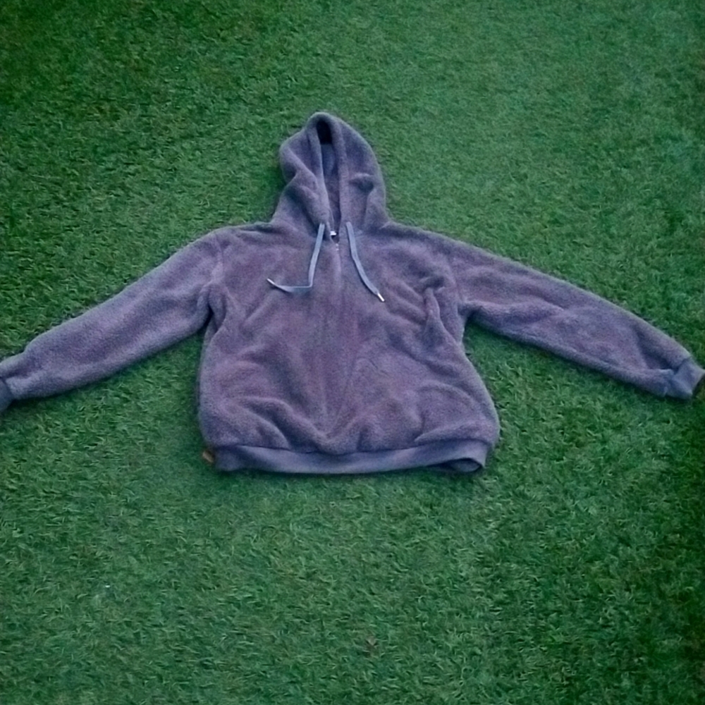 Soft sherpa fleece hoodie jacket xl  gray